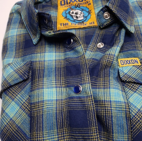 DIXXON The Pende Jo Blue Green Yellow Plaid Shirt Pearl Snap Close Women… - Picture 6 of 16